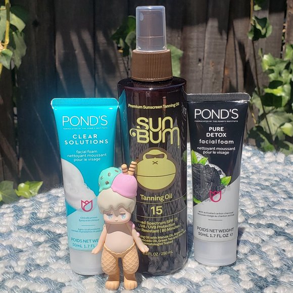 SUN BUM Skincare Sunbum Tanning Oil 2 Ponds Facial Foam Bundle